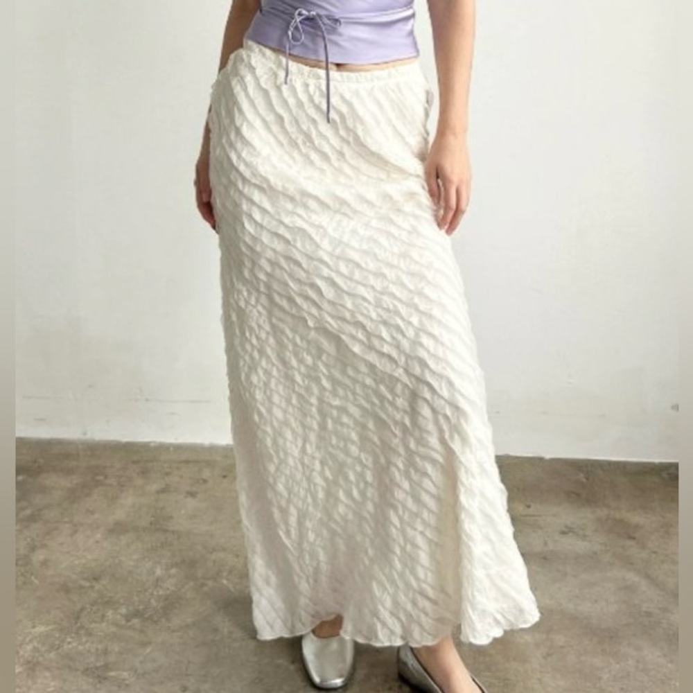 Lisa Says Gah Lauren Maxi Skirt in Vanilla Ruffle | Size XS
